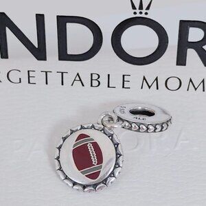 Pandora Football Dangle Charm, Mixed Enamel S925 Silver with box